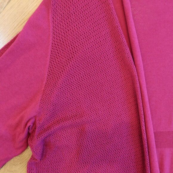 NWT CATHERINE'S cardigan sweater 5X open front long pink mesh cotton knit light - Picture 4 of 10